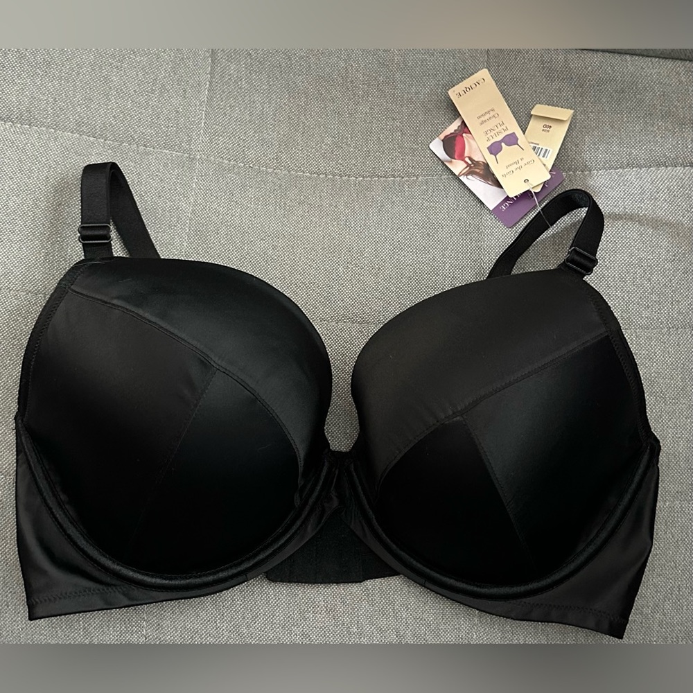 NWT Lane Bryant Push-Up Plunge Bra 40D Black Satin